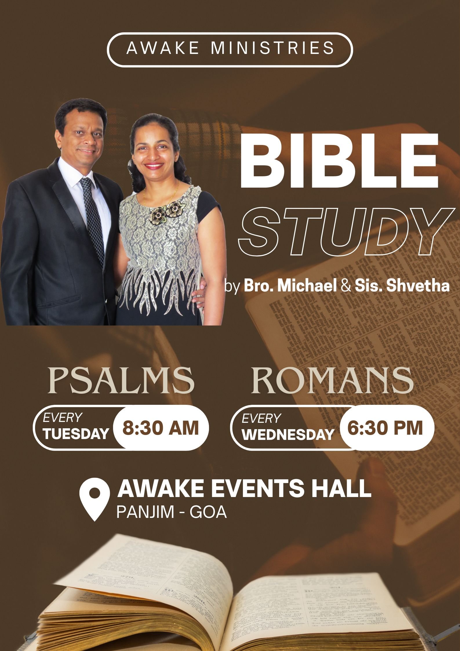 brown & white modern bible study poster